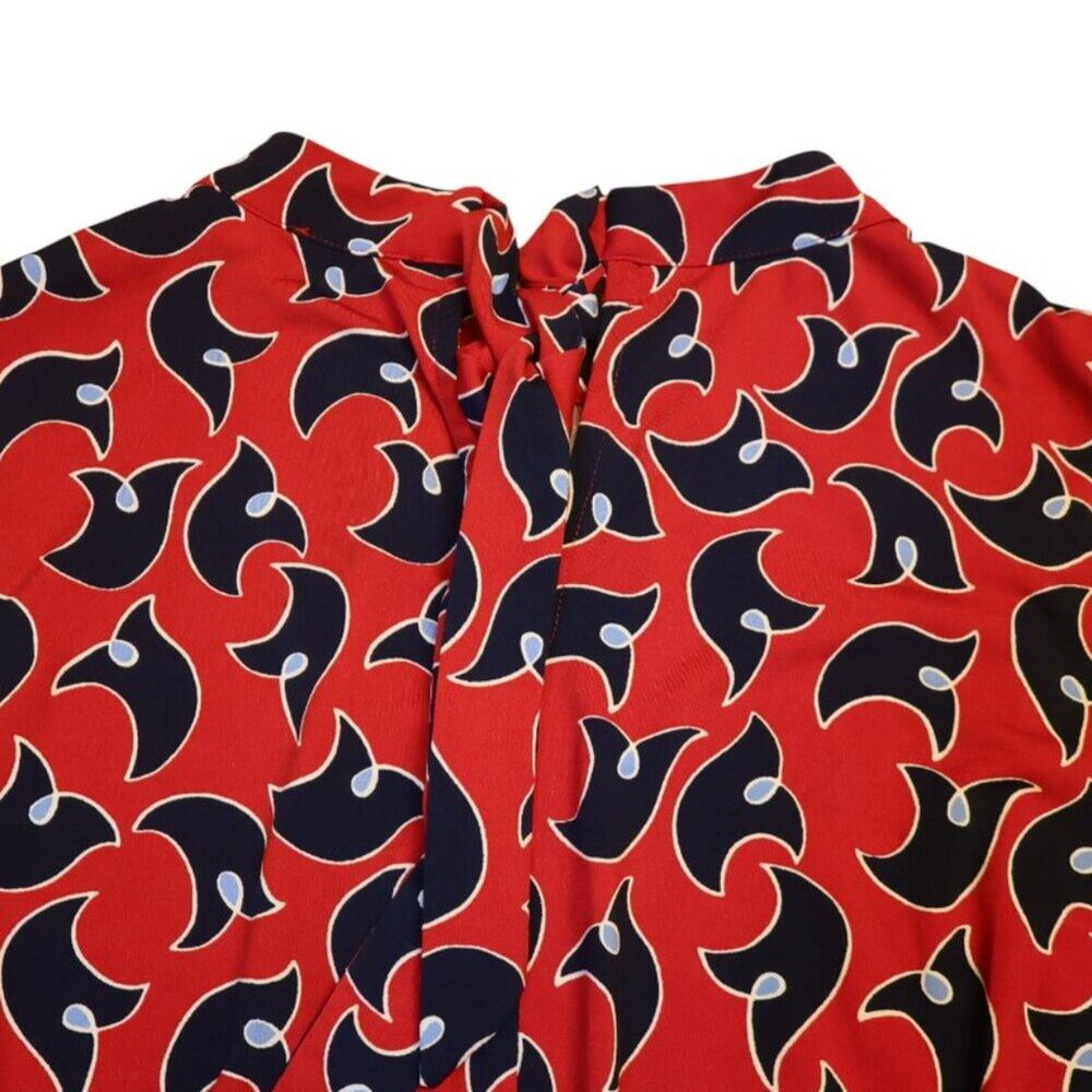 Leota Mock Neck Stretch Dress Sz L Red Blue 4th of July Colors Geo Print - Picture 7 of 14